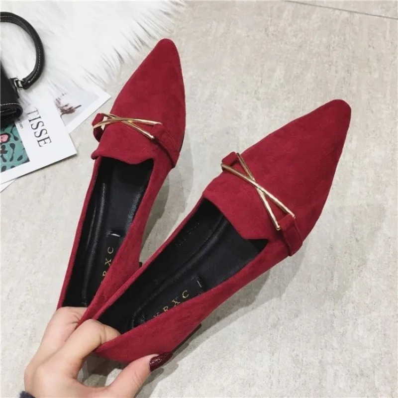 Slip on Shoes for Women Woman Footwear Flat Pointed Toe Red Fashion 2024 New in Comfortable and Elegant Original Shoe Urban 39 A