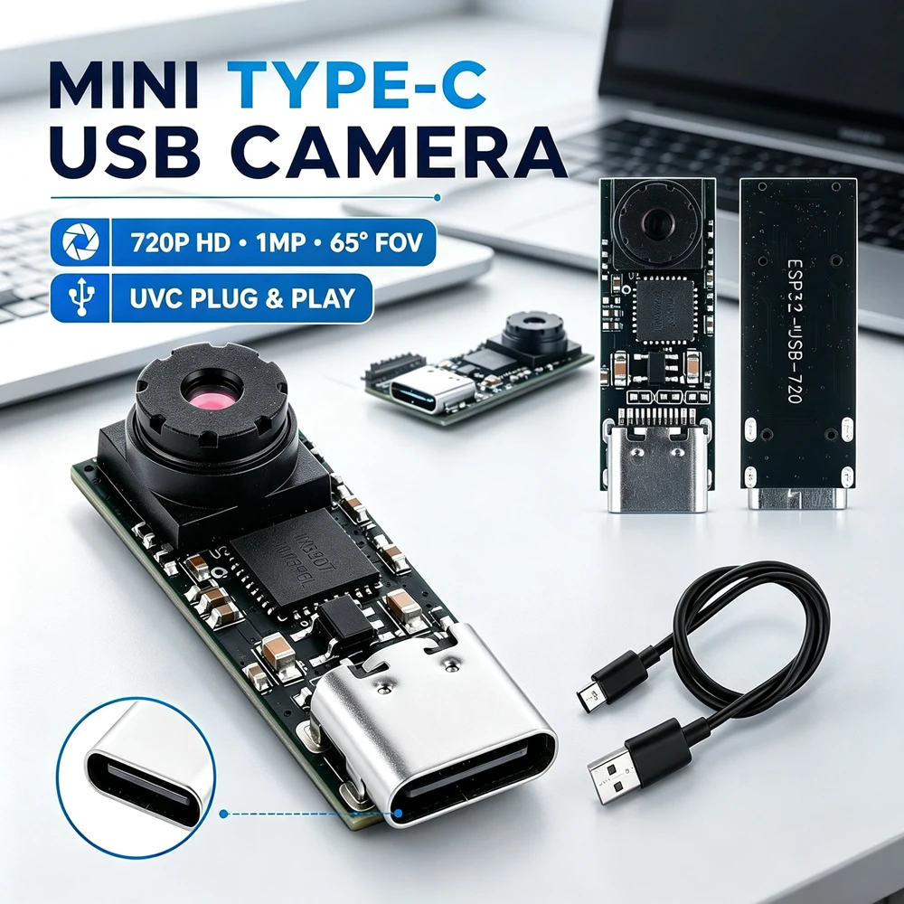 MINI USB Type-C Camera Module for ESP32S3 Win 10 11 Android 720P 1280*720 1MP 65 Degrees for ESP32-S3 Development Board
