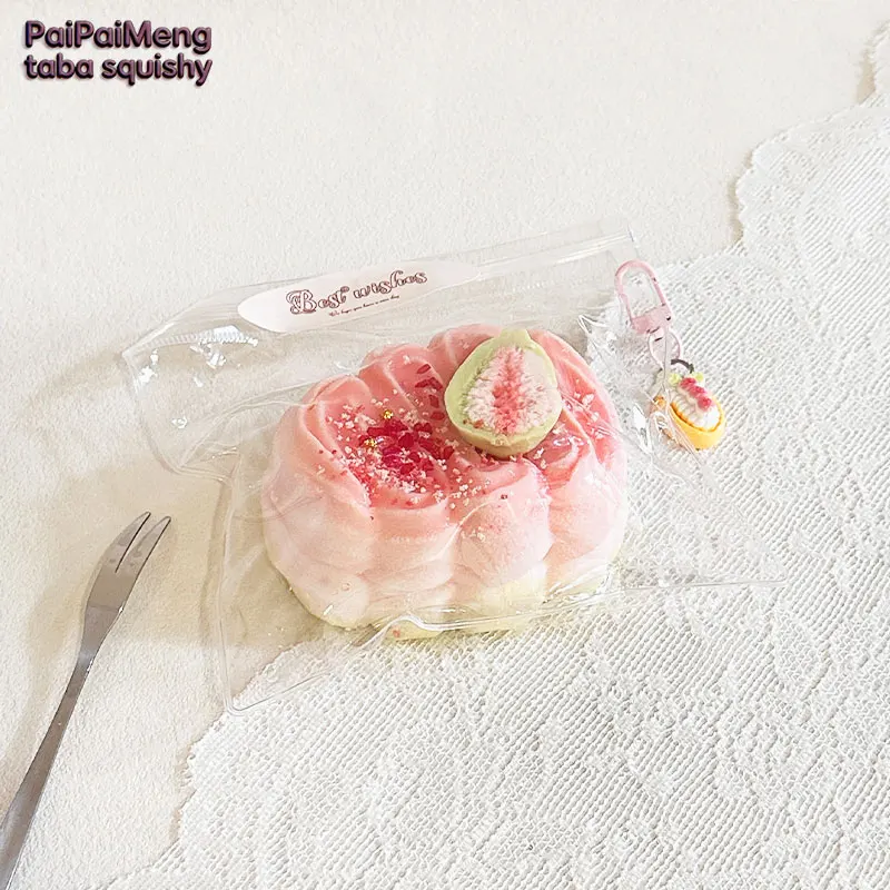 

TABA 1PC handmade guava cream bar squishy has a mashed sweet potato texture for stress relief play chic food grade silicone