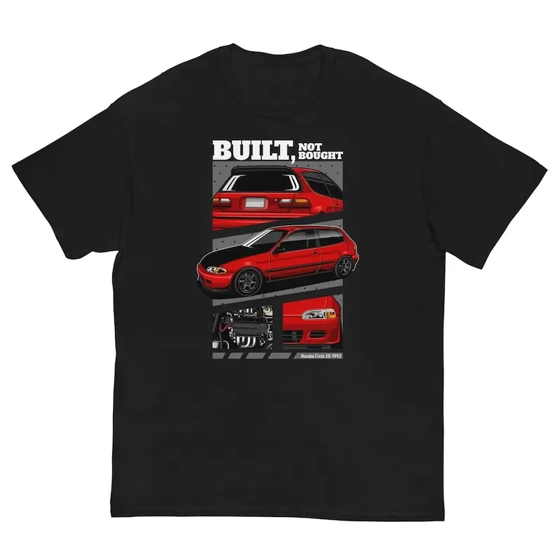 Civic EG 1992 T shirt Built not Bought 100 cotton quality For Boyfriend long or short sleeves