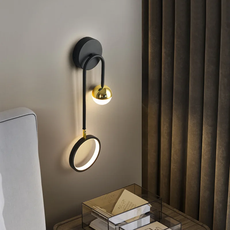 Modern Led Wall Lamp Nordic Sconce Round Lighting Luxury Rotatable Corridor Bedside Hallway Living Room Dining Indoor Deco Light