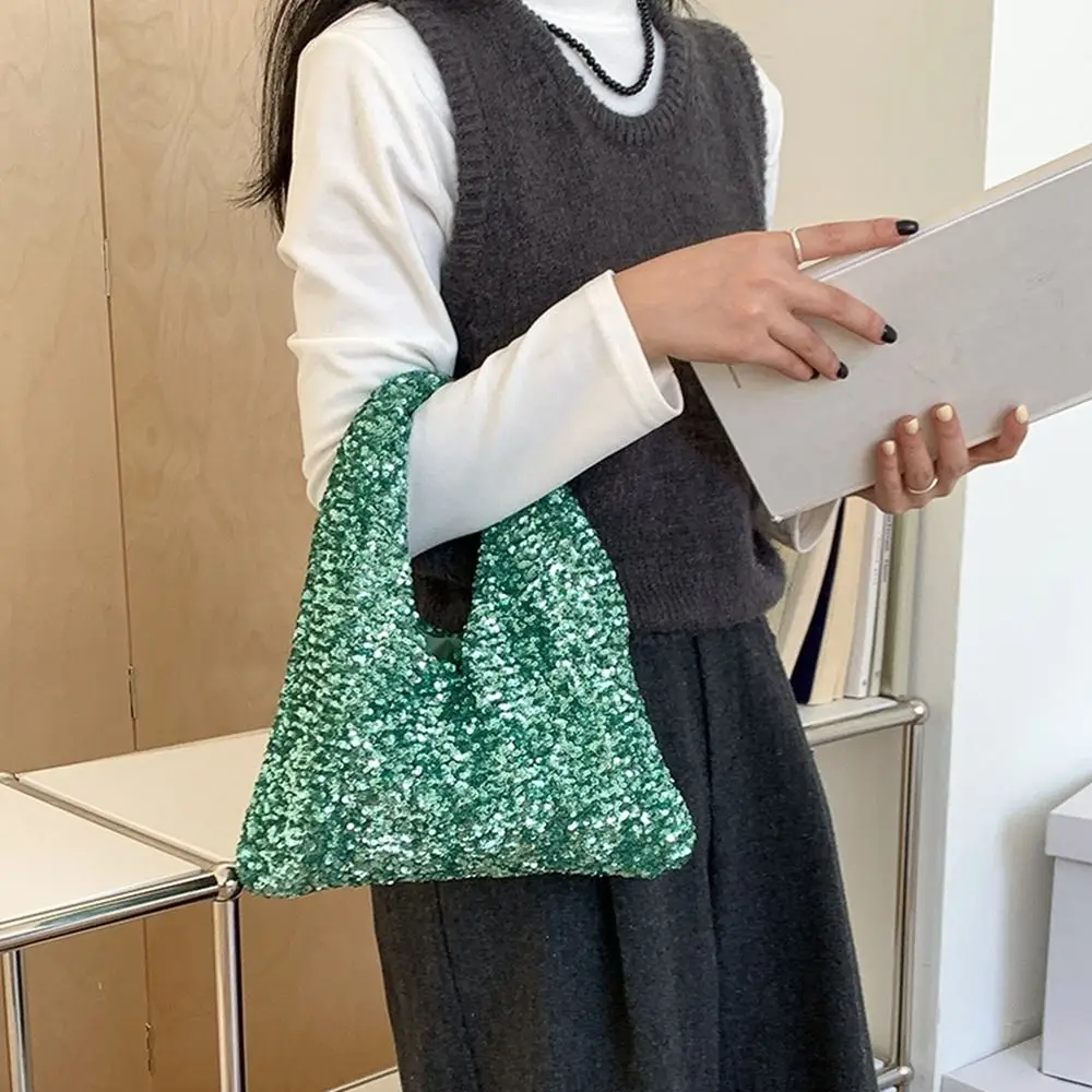 

Simple Evening Bag Sequin Bag Purse Tote Blingbling Handbag Shiny Mobile Phone Bag Silver Shoulder Bag Travel