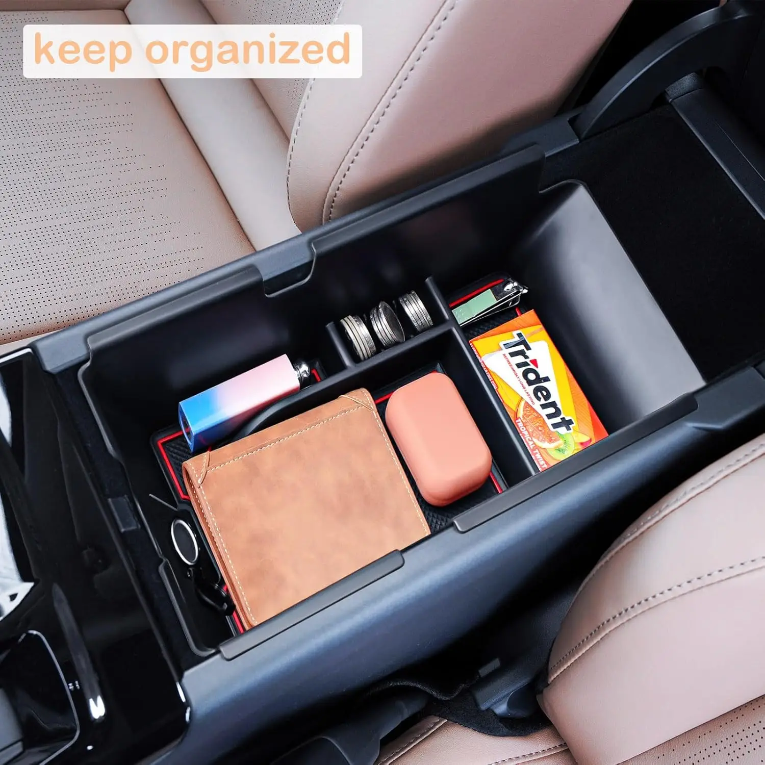 TACORBO For 2025 Camry LE/SE/XLE/XSE Accessories Center Console Organizer Tray Anti-Slip Armrest Storage Compartment Organizer