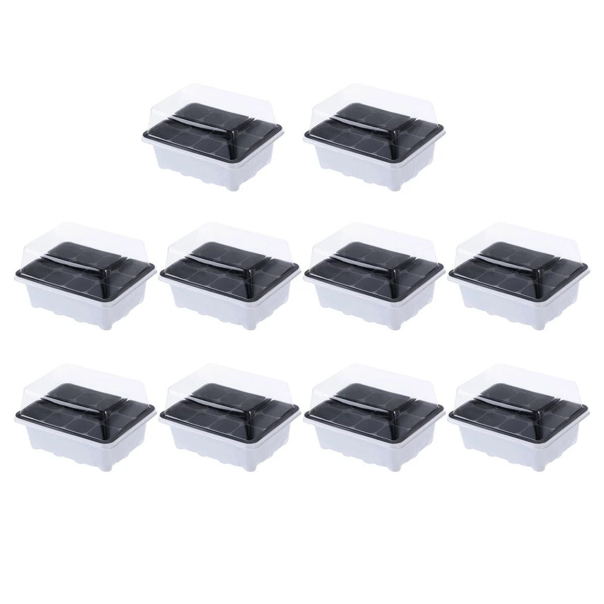 

10 Pack Tray Starter Tray with Dome and Cells For Gardening Bonsai - White sprouter grower growing trays