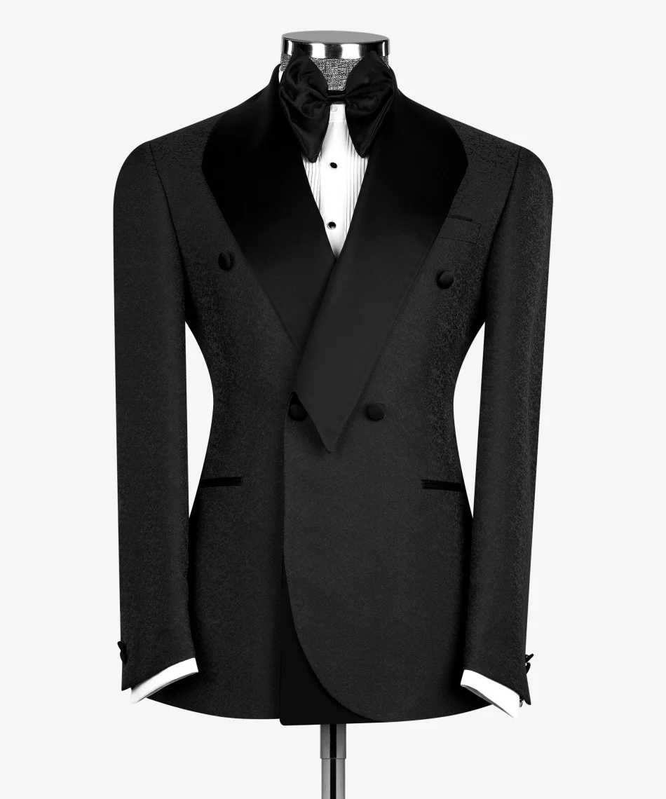 

Индивидуальный шаль с лацканами, черный/белый/зеленый жаккардовый мужской смокинг, 2 шт., пиджак, брюки, официальные костюмы для свадебной вечеринки для мужчин