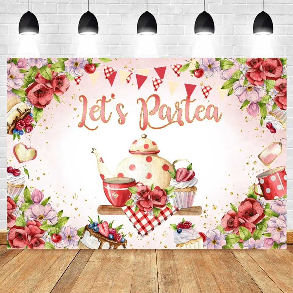 Onederland chá festa pano de fundo fotografia vamos partea flor rosa princesa primeira festa de aniversário chá de bebê foto fundo