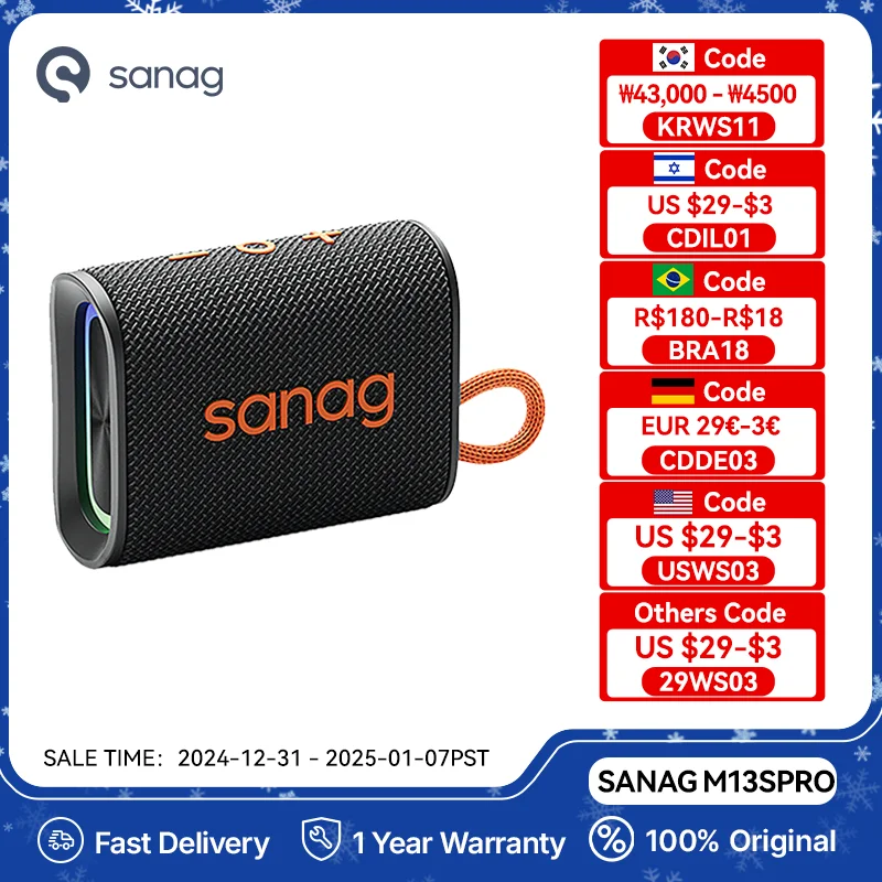 Sanag M13S PRO Bluetooth Speaker 5W IPX7 Waterproof Mini Outdoor Portable APP Control Wireless Speaker Subwoofer Hands Free Call