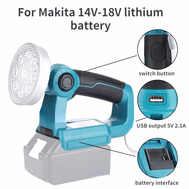 Luz led para makita milwaukee bosch dewalt ryobi craftsman preto & decker 14.4v-18v bateria de lítio lanterna iluminação da lâmpada