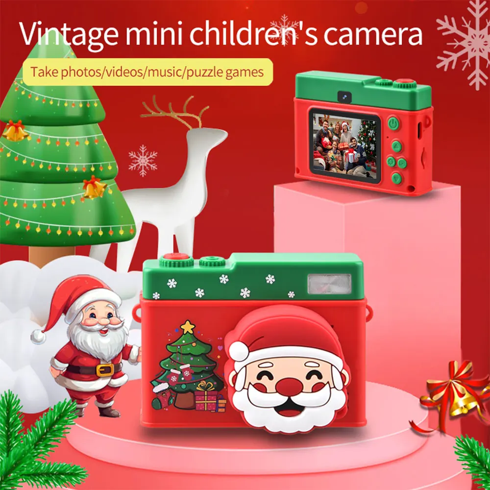 

Цифровая камера, HD-экран 1080P, 2-дюймовая детская камера для фотосъемки, видеозаписи, воспроизведения музыки, игры, рождественский подарок