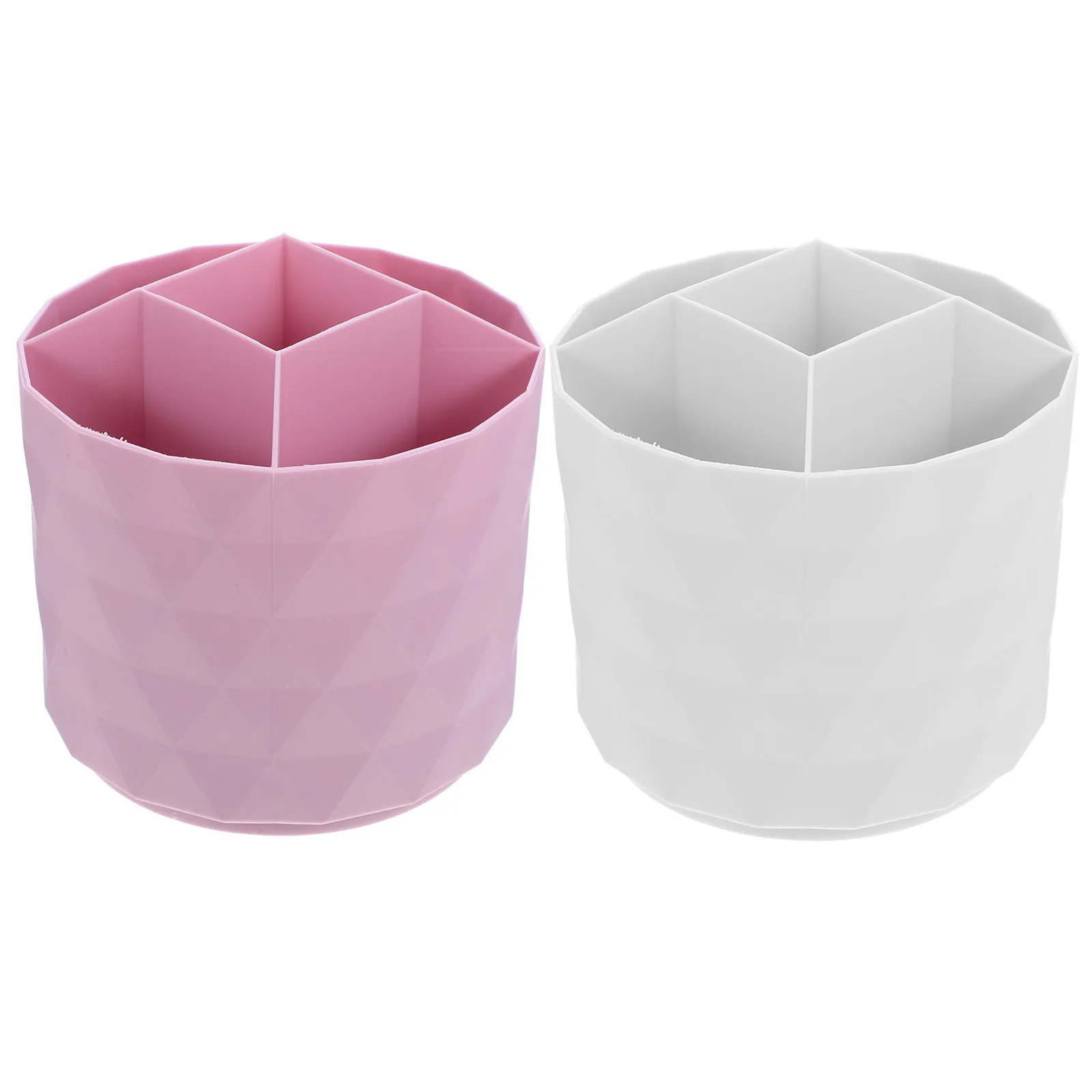 2Pcs Rotatable Makeup Brush Organizer Desktop Pen Holder Compartment Storage Vanity Storage Makeup Brush Holder
