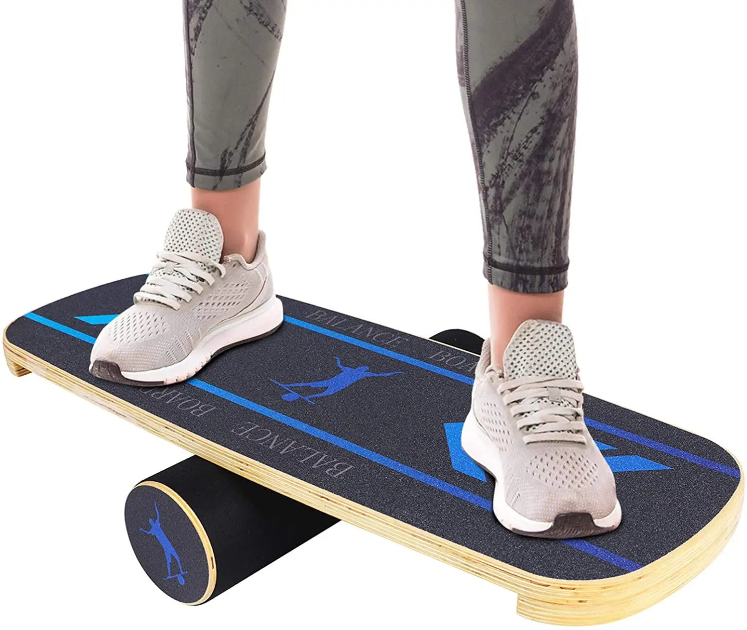 

Balance Trainer for Skateboarding, Surfing, Skiing, Fitness and Exercise Wooden Balance Board Trainer with Roller