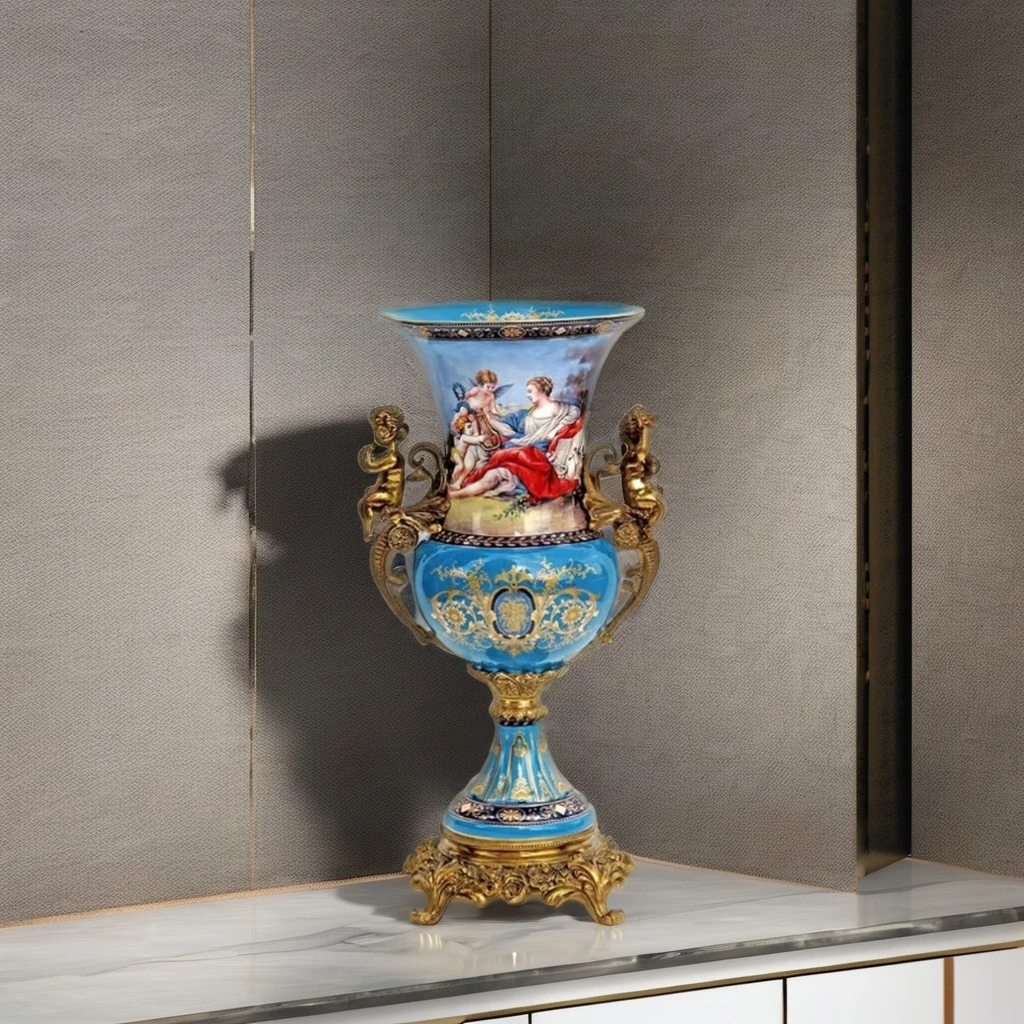 Small antique porcelain vase classical bronze vase