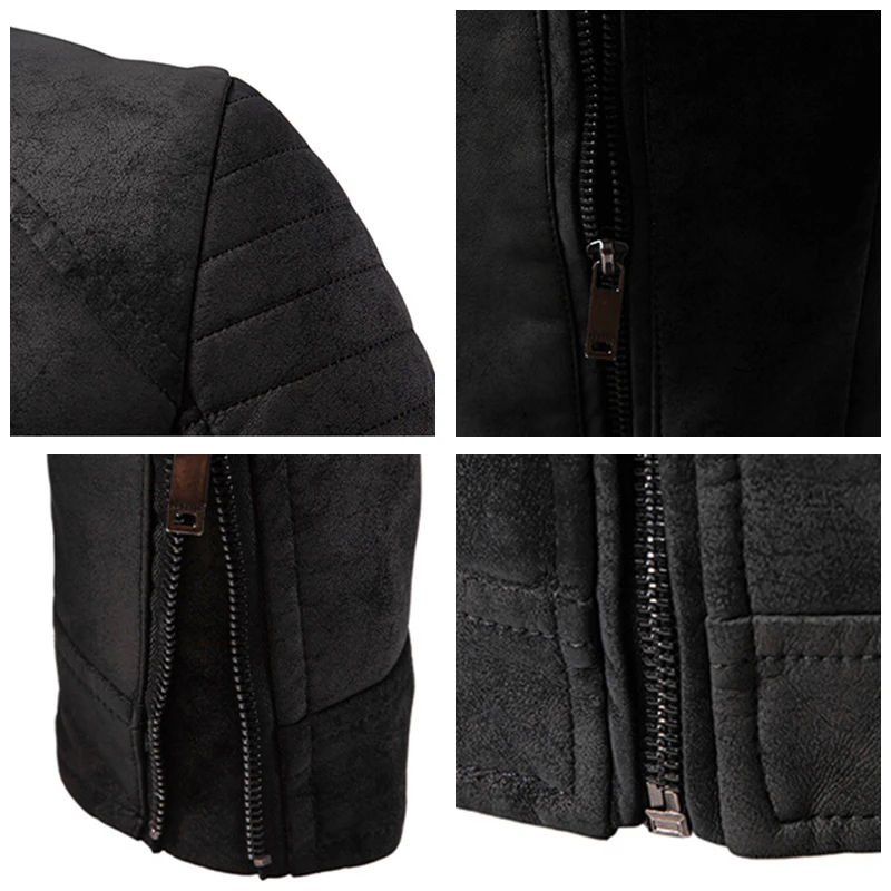 Otoño Invierno transpirable sólido a prueba de viento hombres abrigo nuevo Casual chaqueta de cuero Retro moda al aire libre versátil Stand Collar Tops