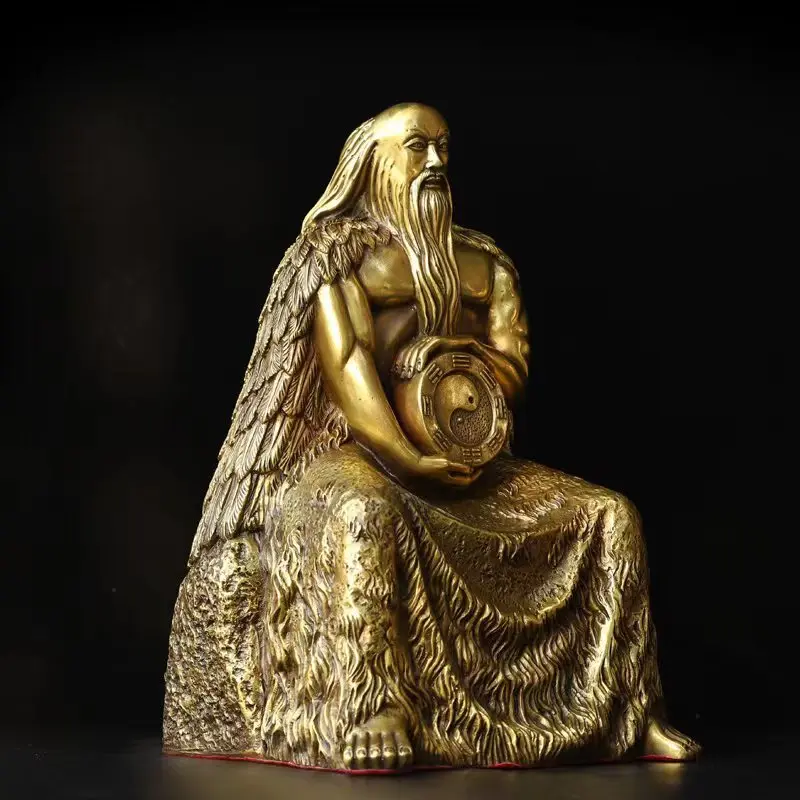 นั่งของ Fuxi ราชาแห่งทองเหลือง บรรพบุรุษ มนุษยชาติ งานฝีมือตกแต่งบ้าน รูปปั้นทองแดง