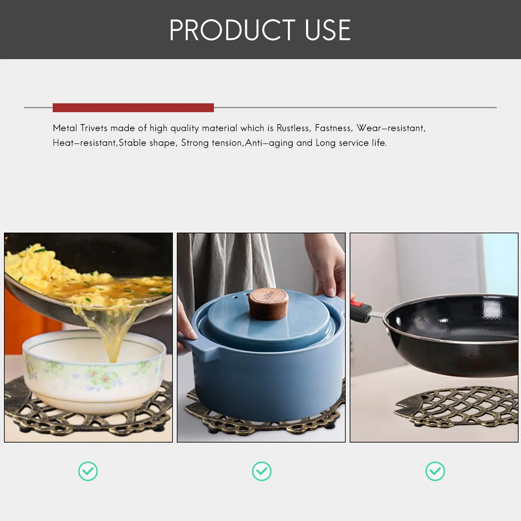 2026 + ركيزة سمكة من الحديد الزهر، نمط عتيق مزخرف مقاس 7.5 × 6 بوصة لأواني الطبخ والأطباق الساخنة بأقدام مطاطية