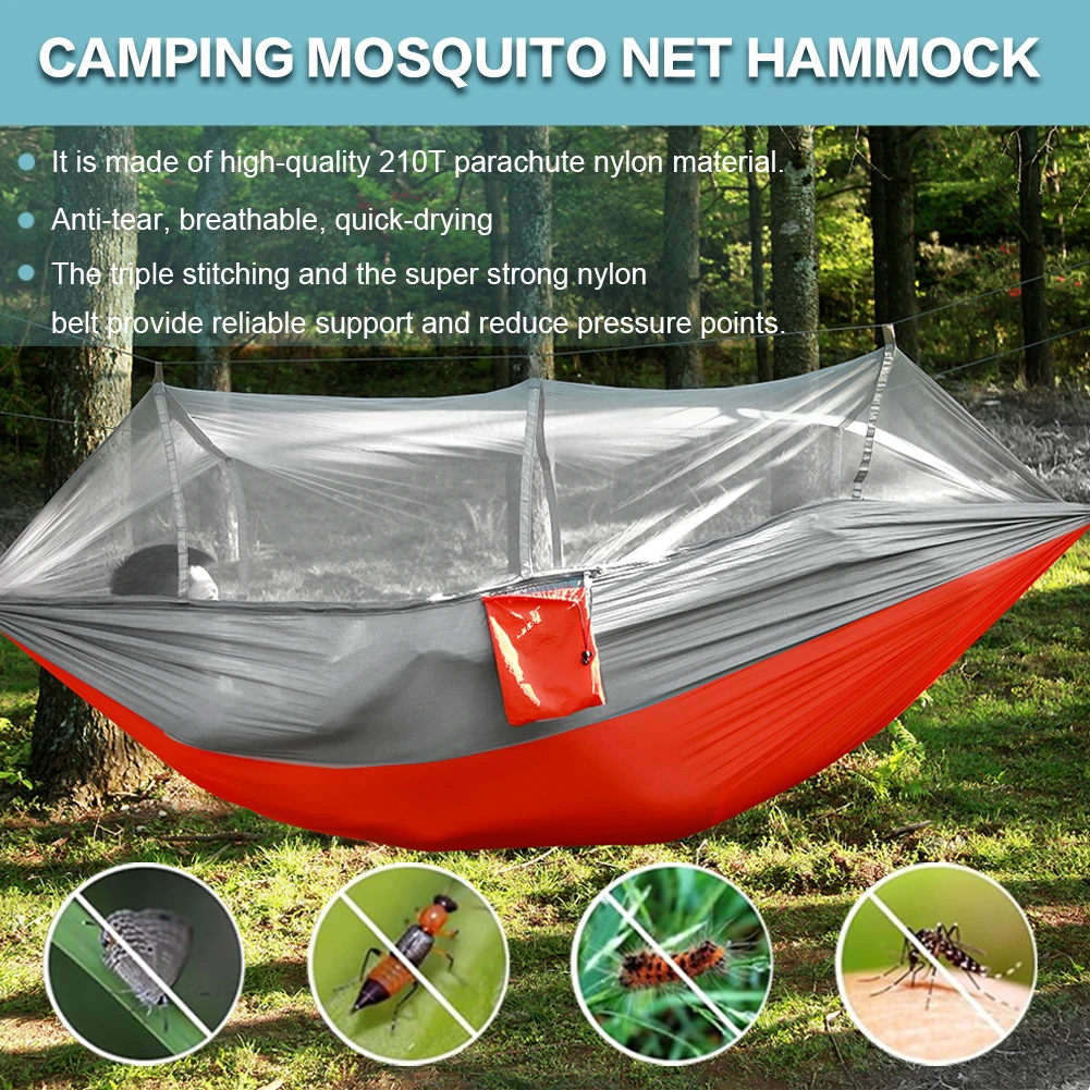 أرجوحة محمولة للمشي لمسافات طويلة مع ناموسية من النايلون، سرير معلق قابل للتنفس، سرير حديقة خارجي لمغامرة البقاء على قيد الحياة في حالات الطوارئ #2