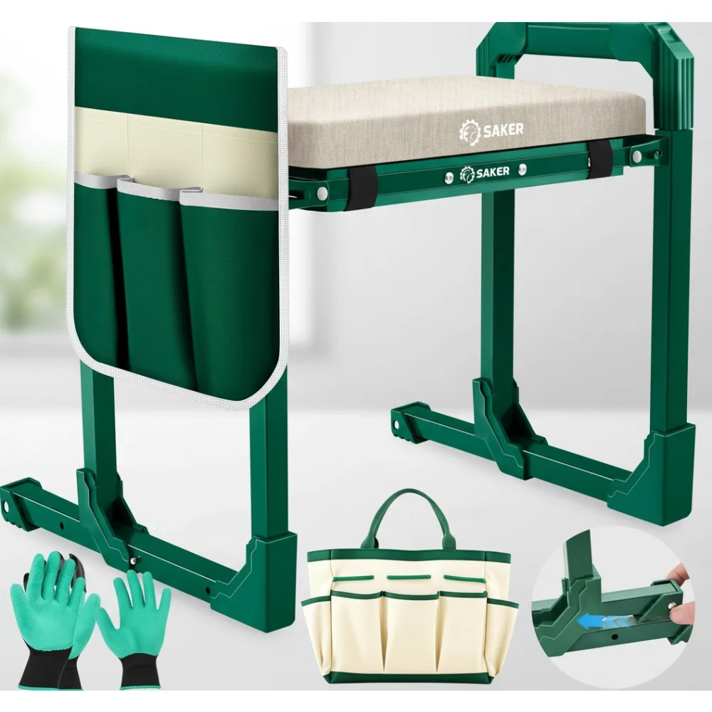 

Foldable Garden Kneeler Seat with Adjustable Legs & Thick Pad, Heavy Duty Support for Elderly Gardening Outdoor