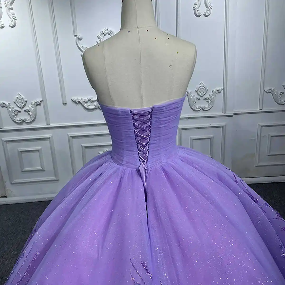 Lila Ballkleid Brautkleider Applikationen Blumen Pailletten Spitze Brautkleider große Größe benutzer definierte Größe Farbe Vestidos de Novia