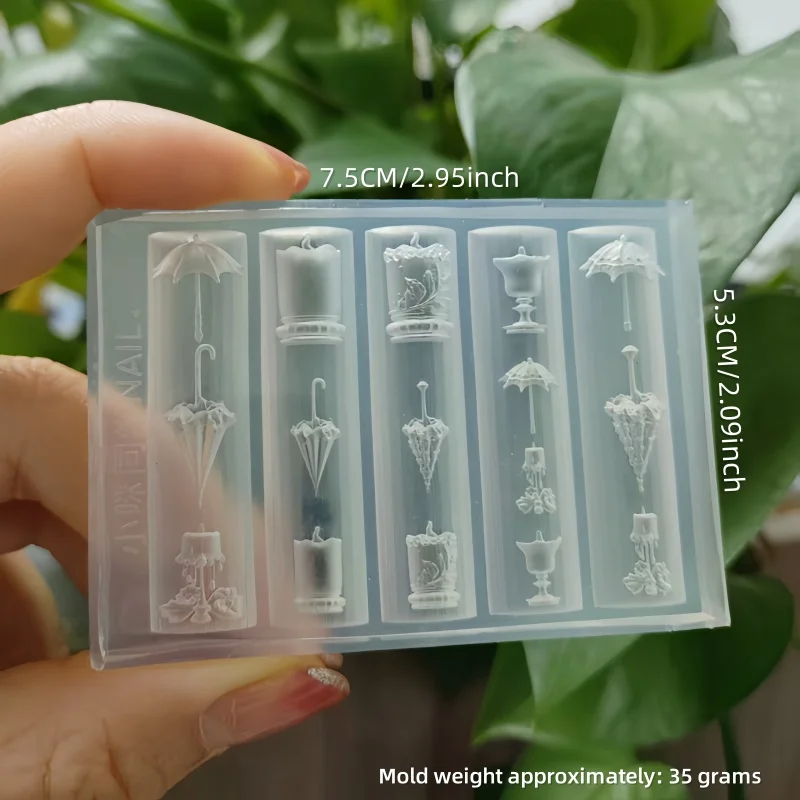 قالب أظافر من السيليكون الشفاف، قناع فستان رقص بمظلة من الدانتيل، مجوهرات أظافر ثلاثية الأبعاد، قالب أظافر فني ومبتكر