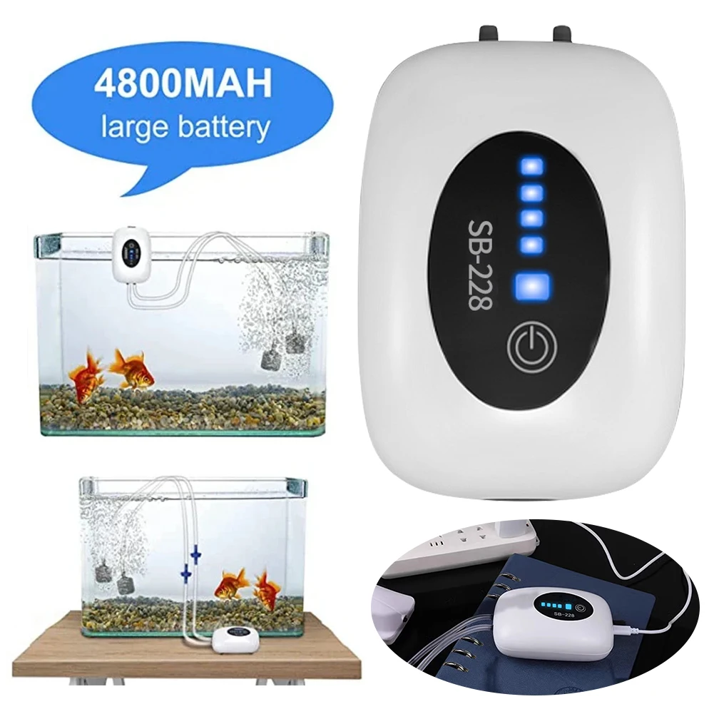 Aquarium Oxygen Air Pump USB Charging Portable Fishing Oxygenator Dual-Purpose Household Fish Tank Aerator Fishing Accessories