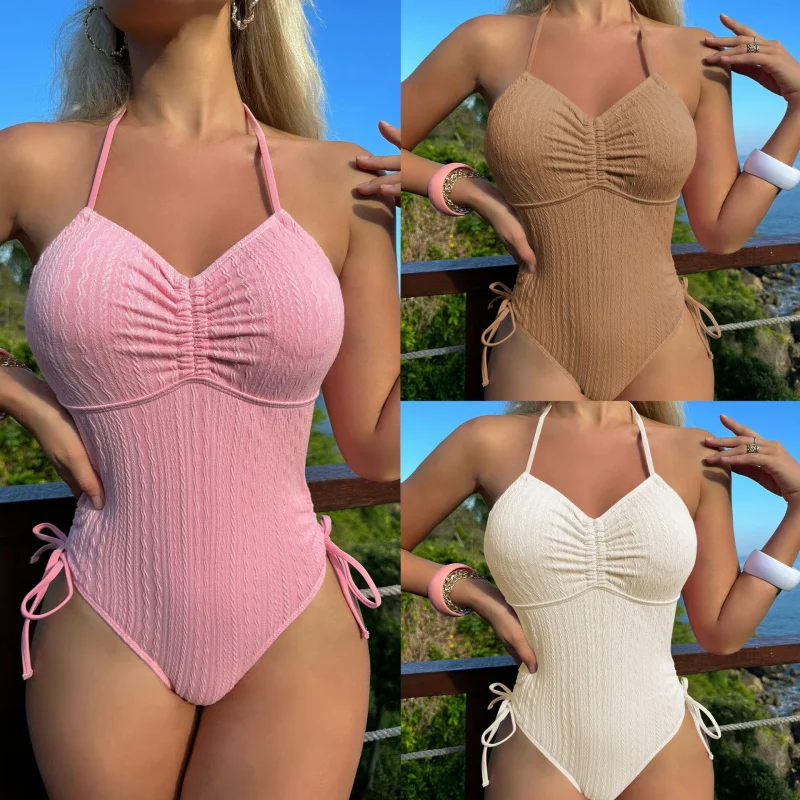 One Piece Swimsuit with Drawstring, Special Fabric, Sexy Bikini, New, 2022