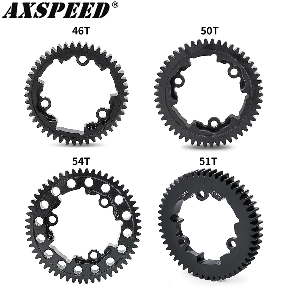 AXSPEED Metal Spur Gear 45# Steel M1 46/50/51/52/54T for 1/10 E-Revo 2.0 VXL 1/5 X-Maxx 6S 8S 1/10 Maxx 4S 1/7 XO-1