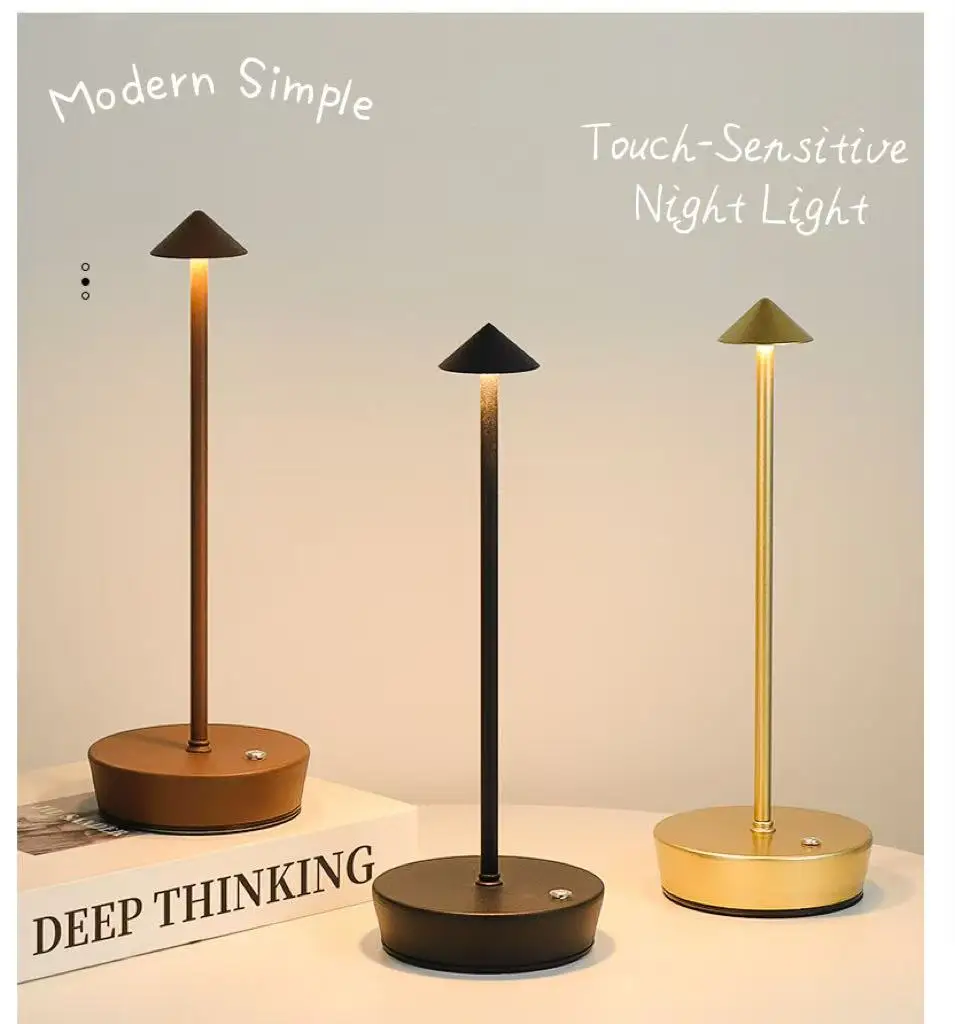 

USB rechargeable pointy desk lamp, retro desktop decorative lamp, suitable for living room, bedroom and study