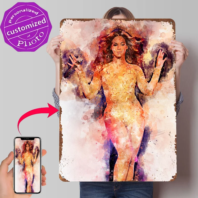 Beyonce Printed Poster Customized Wall Art Retro Vintage Metal Tin Signs for Gaming Decoration Room Desk Decor House Wand Deko