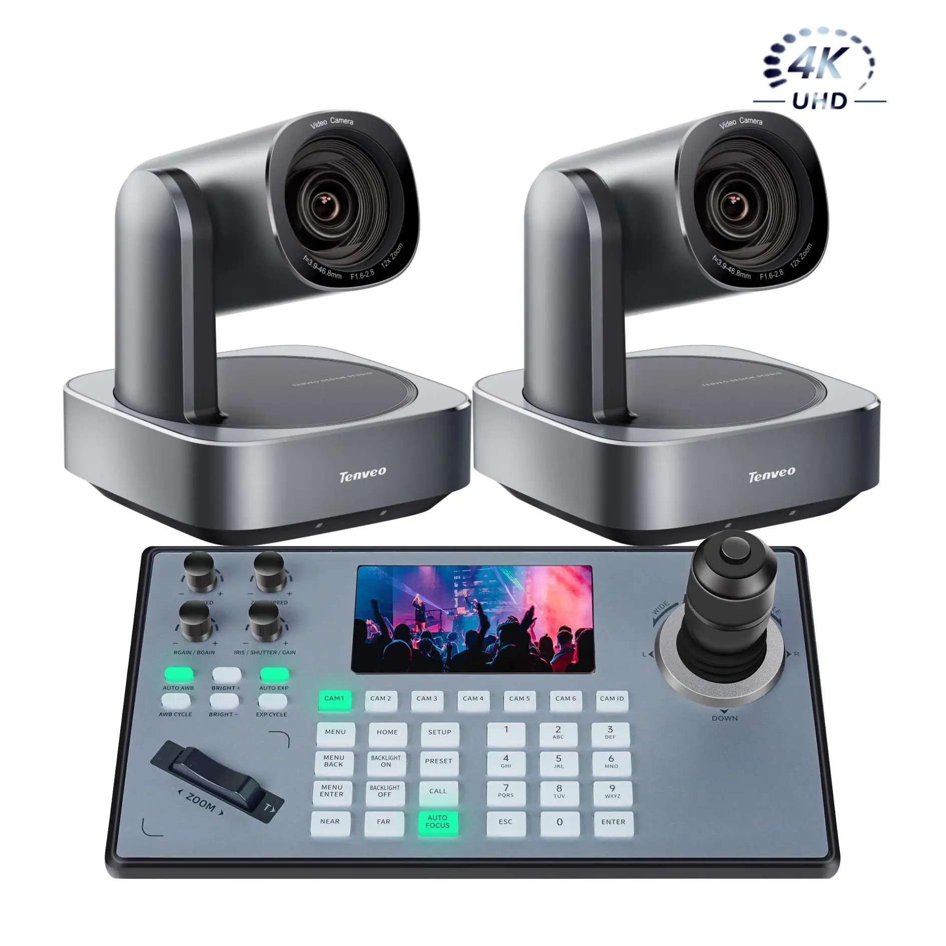 

Tenveo Hot-selling 4k Ptz Camera Controller and IP Joystick Controller 12x Zoom USB HDMI Auto Tracking Camera for LiveStreaming