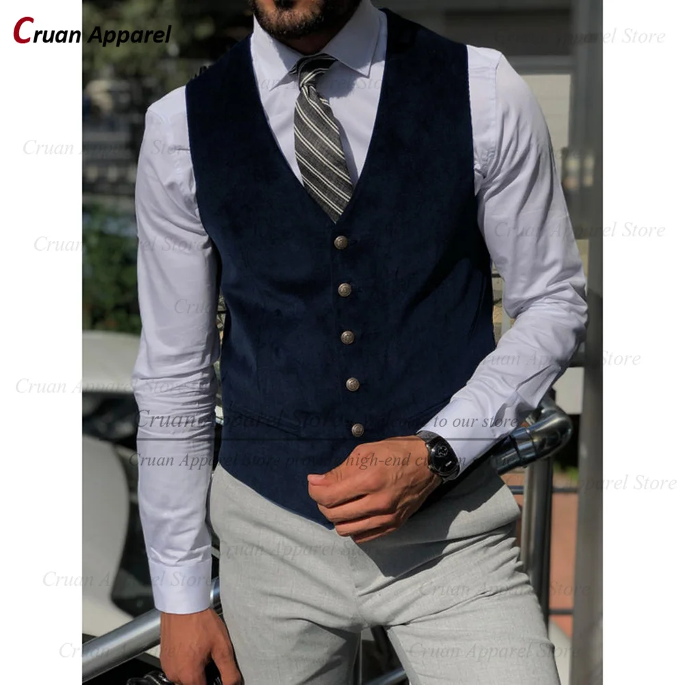 Men Suit Vests For Formal Party Velvet Fashion Sleeveless Jacket Costumes Homecoming Tailor-made Male Elegant Waistcoat 1 Piece