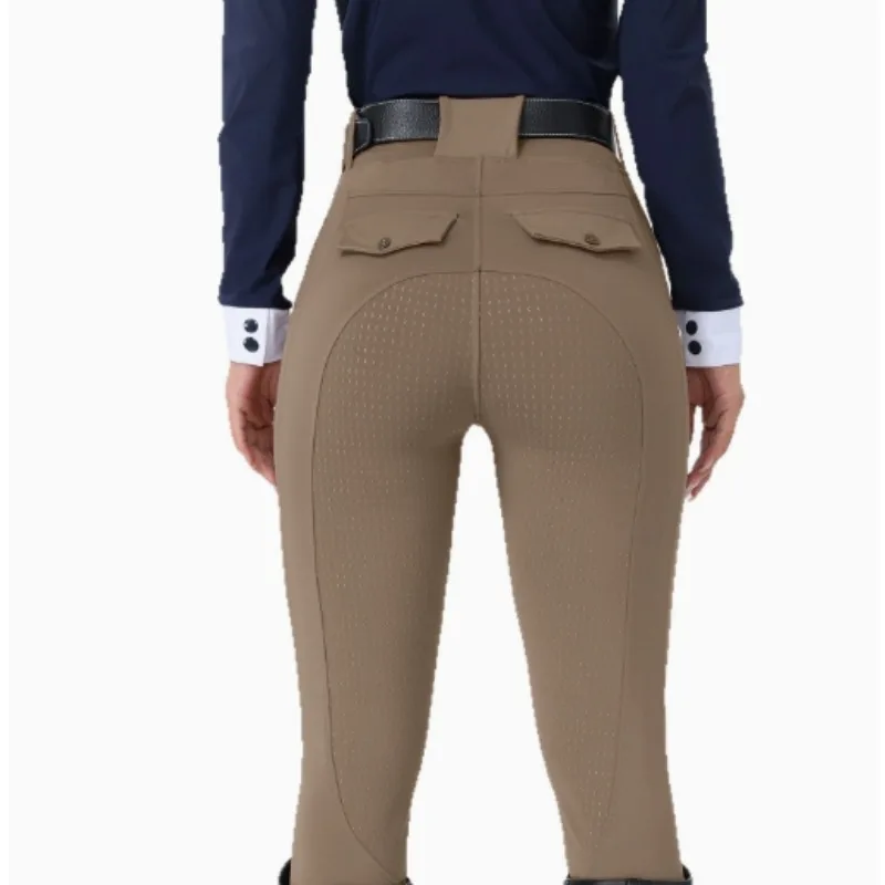 تنفس ركوب الخيل السراويل النسائية مرونة عالية الخصر ضئيلة الدراجات السراويل الرياضية سيليكون عدم الانزلاق المؤخرات ملابس الفروسية #2