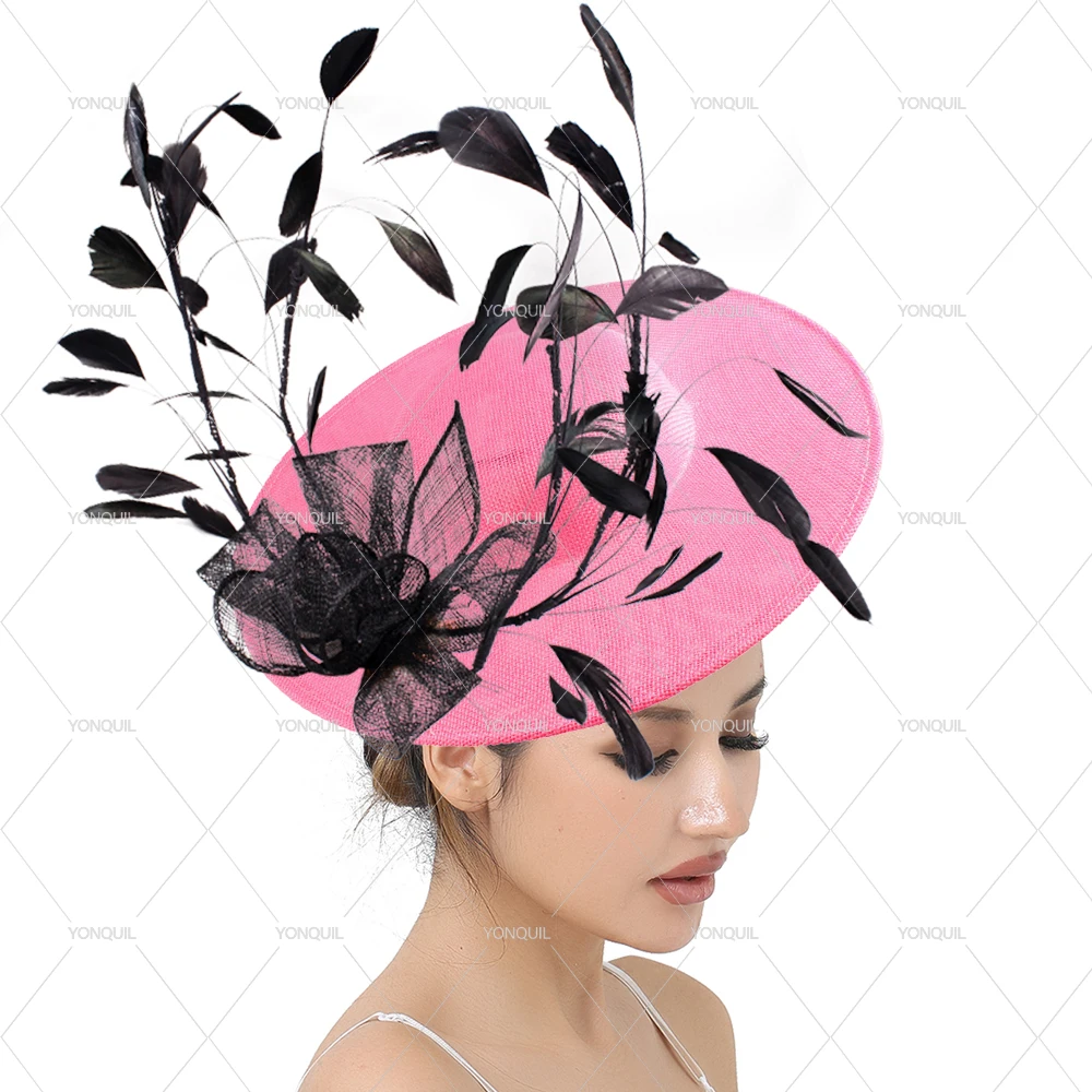 Damen Party Großer Zylinder 30 CM Größe Deby Cocktail Damen Chapeau Kappe Braut Hochzeit Fascinator mit Blumen Haaraccessoires – Detail 12