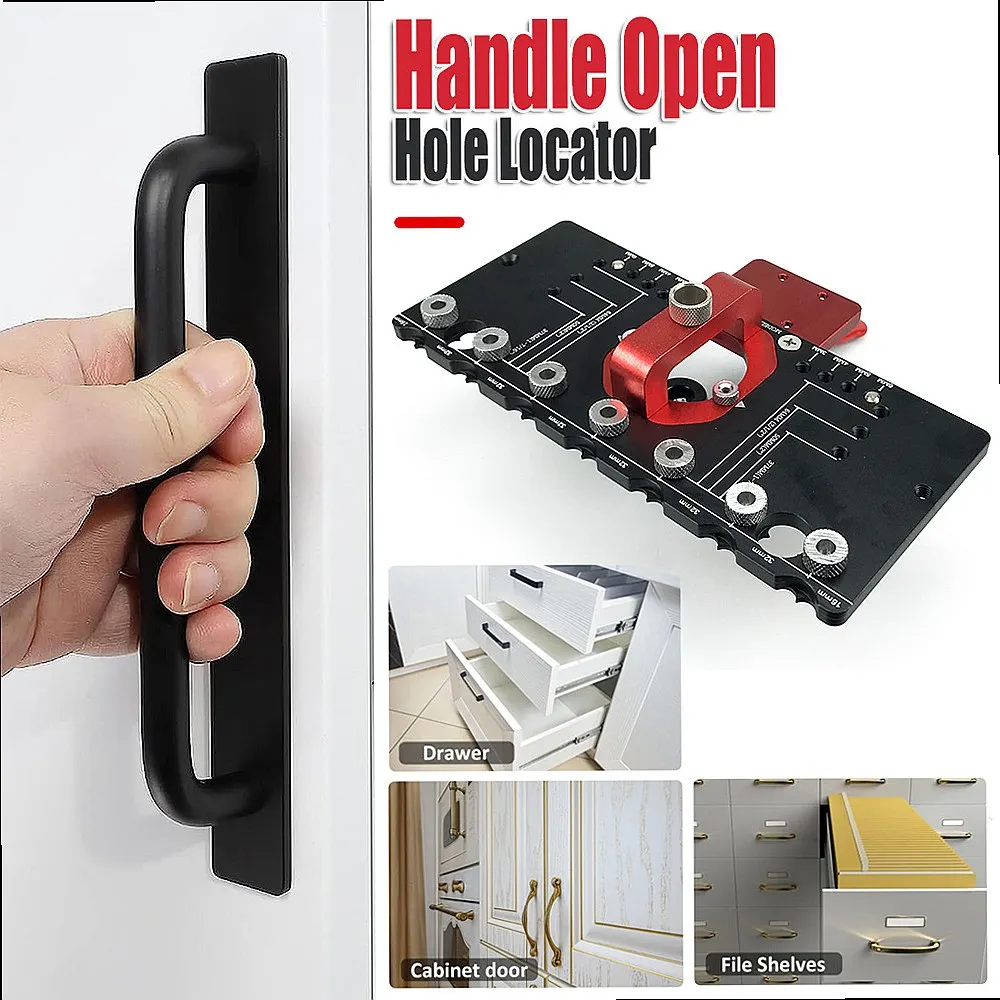 Aluminum Alloy Handle Drilling Jig Hinge Clamp Cabinet Door Hinge Positioning Drill Guide Tool
