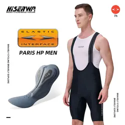 HISERWA-pantalones cortos con pechera para ciclismo para hombre, pantalones para bicicleta de carreras, interfaz elástica italiana 7H, almohadilla para equipo profesional, medias con pechera para bicicleta de montaña