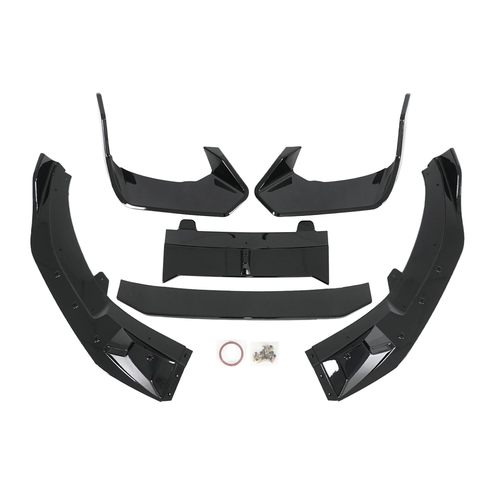 For Kia Stinger 2018-2022 2023 Car Front Bumper Lip 6PCS Body Kit Spoiler Diffuser Splitter Glossy Black Auto Accessories view 2