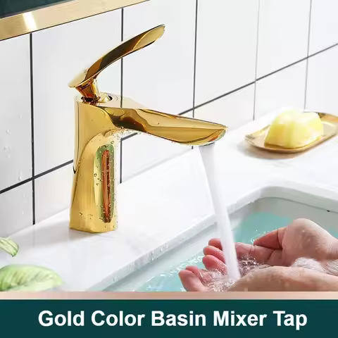 WashBasin Faucet Gold Chrome Single Handle Bathroom Faucets Hot &amp; Cold Mixer Tap Deck Mounted Modern Toilet Counter Faucet
