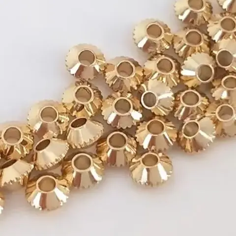 14K Gold Wrapped Shallow Gold Gear Flying Saucer Loose Beads Separated Beads Accessories Handmade DIY Bracelets Jewelry Material