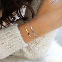 Personalized Engraving Name Stainless Steel Charm Bracelet Custom Name Letter Bangle for Women Fashion Luxury Jewelry Wholesale