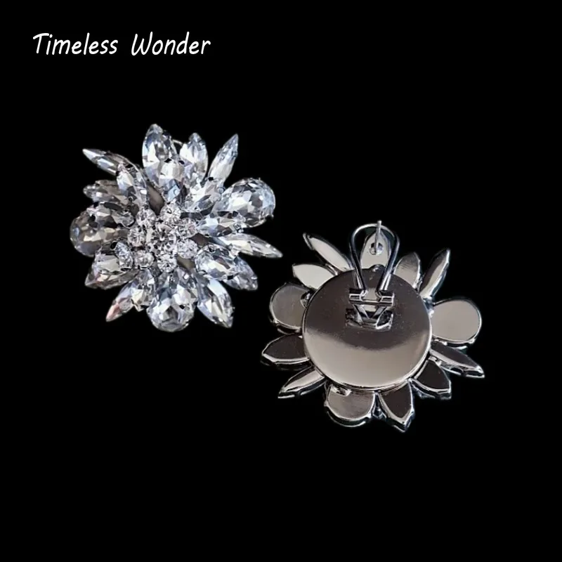 Timeless Wonder Fancy Crystal Zircon Floral Button Earrings Women Designer Jewelry Punk Sweet Gift Rare Top Classy 3346