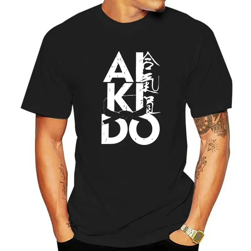 Grunge Japan Aikido Black Belt Grading Tee Tops Men Summer Shodan Graphic T Shirts O-Neck Pure Cotton Tshirt Harajuku