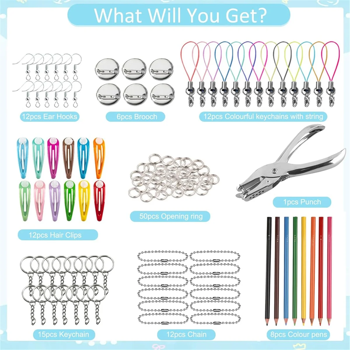 Zestaw breloczków ABNH A5 ShrinkyDink, zestawy papieru Shrink Dinks dla dzieci DIY Art Craft z breloczkiem, kolczykami, klipsami do włosów i broszką