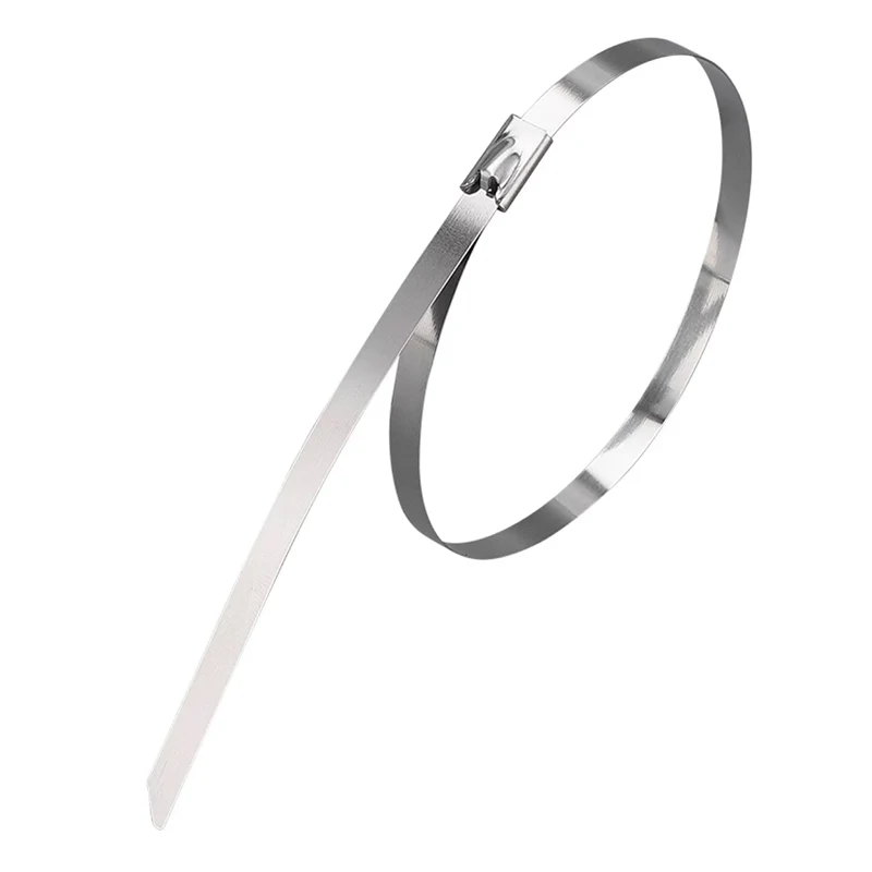 50Pcs 304#Stainless Steel Metal Cable Ties 150mm-500mm Self-locking High Temperature Resistance Oxidation Resistance 4.6mm Ties 6