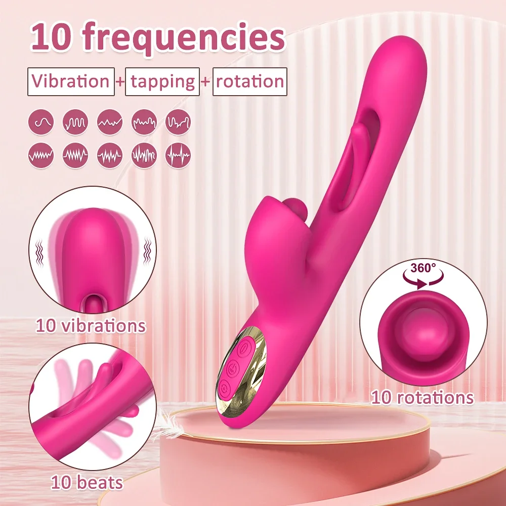 Flapping Tapping Vibrator for Women 360° Rotating Nipple Clitoris Stimulator G Spot Massager Adults Goods Sex Toys for Female