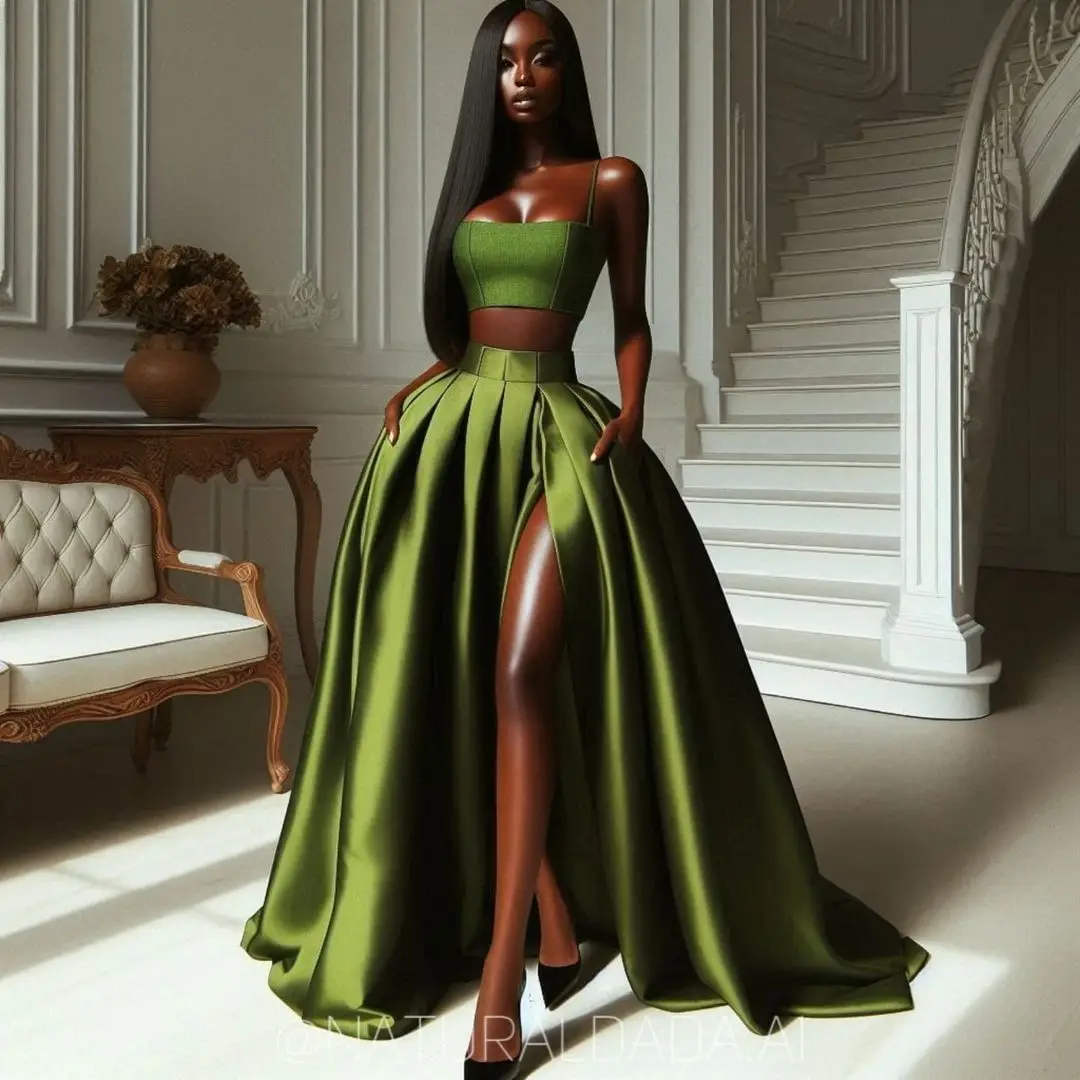 Custom Made Green Silk Satin Short Skirt 6 Options High Low Evening Party Skirts Long Pleated Taffeta African Formal Maxi Skirt