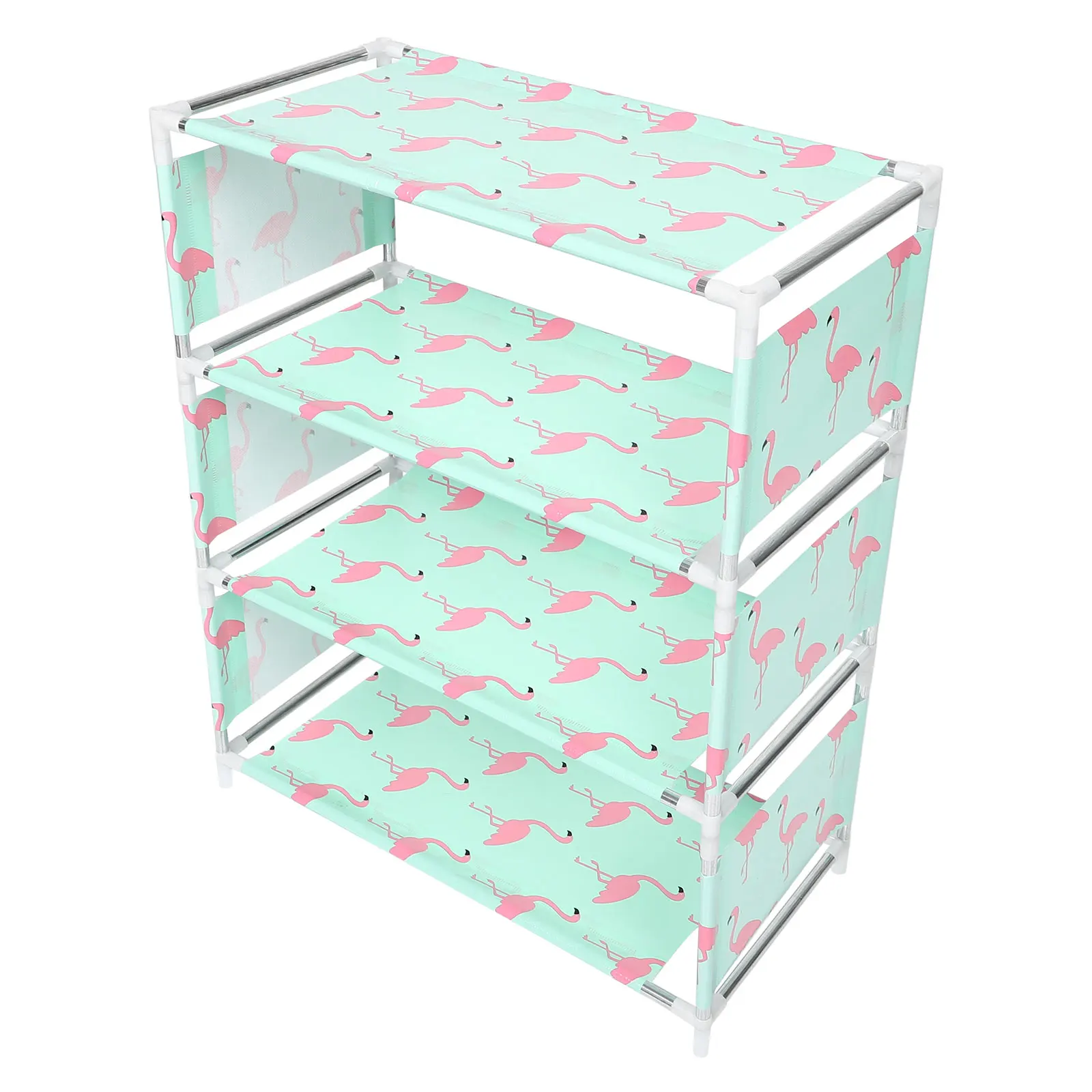

Plastic Shoe Rack 4 Tiers Storage Cabinet Multi-layer Metal PP Non-woven Fabric Sneakers Heels Slippers