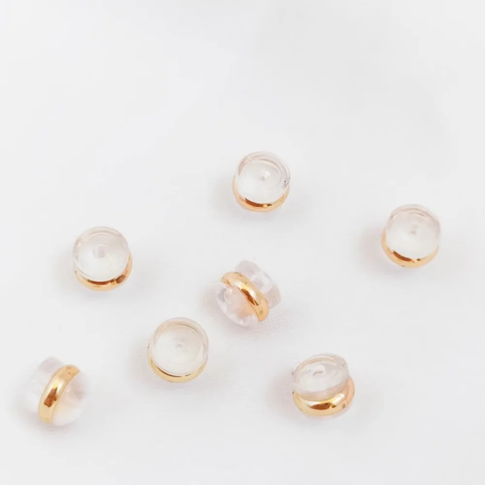 14K Gold-plated Outer Ring, 5mm Silicone Ear Plug, Ear Stud, Anti-slip and Anti-allergy Transparent Ear Cap for Special Earrings