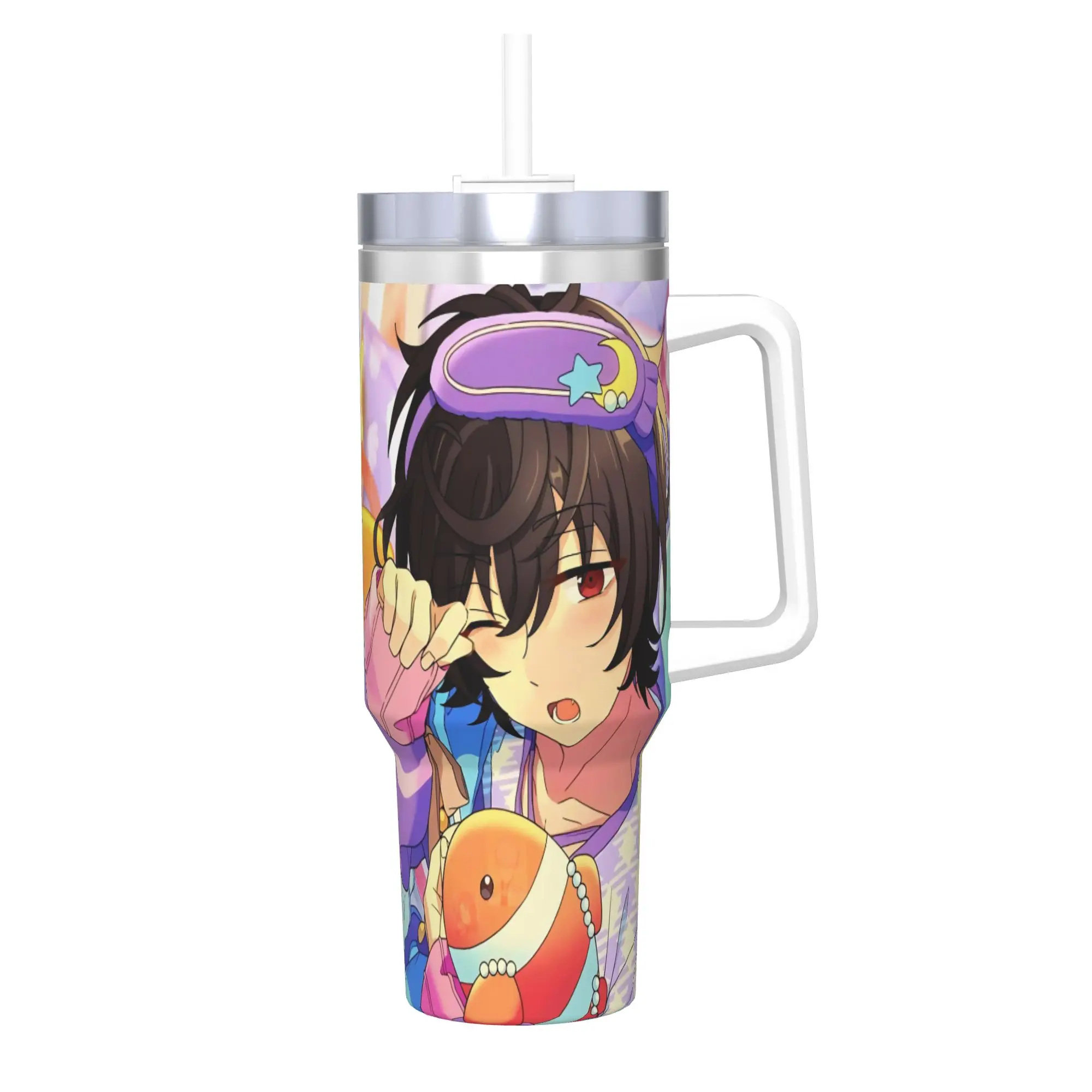 E-Ensemble-Stars Tumbler With Straw  Stainless Steel Mug Double Wall Vacuum Insulated for Cold Or Hot 40oz
