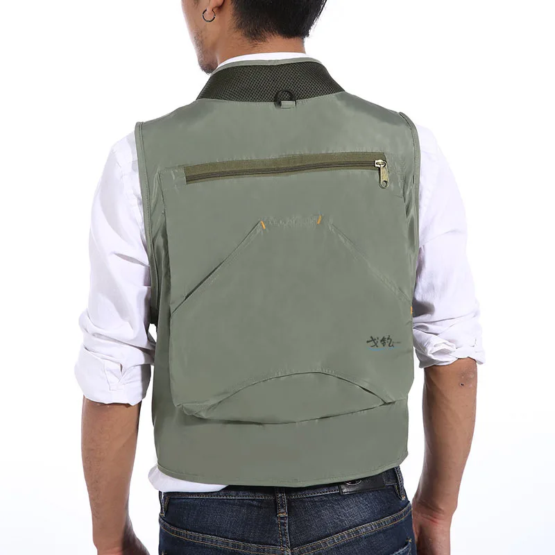 Jaqueta respirável masculina de pesca, colete para fotografia ao ar livre, secagem rápida, luz refletida, montanhismo, colete com vários bolsos
