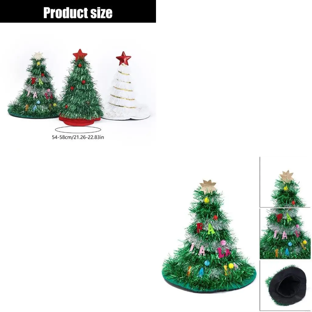 

Взрослый унисекс рождественская елка шляпа со звездой и мишурами для вечеринки hat y166