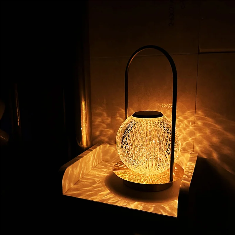 ABKO-Cordless Crystal Table Lamp LED Touch Control, USB Rechargeable With 3 Light Colors For Bars And Restaurants